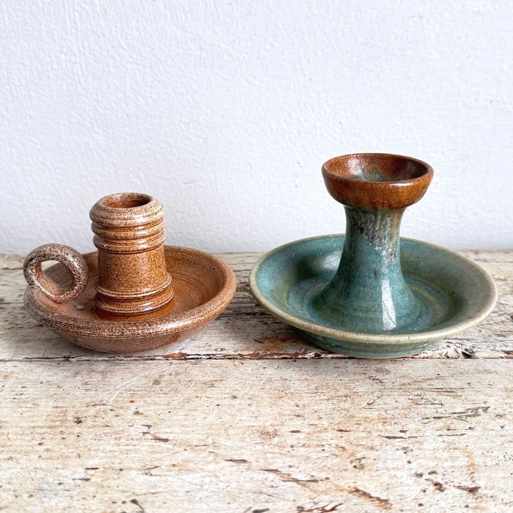 Vintage Pottery Candle Holder Set Pigeon Forge Greenfield Village Studio CSGE